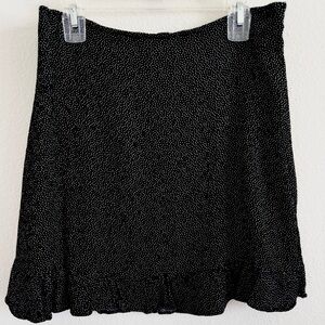 Abercrombie & Fitch Ditsy Ruffle Tiny Polka Dot Mini Skirt Black Noir White